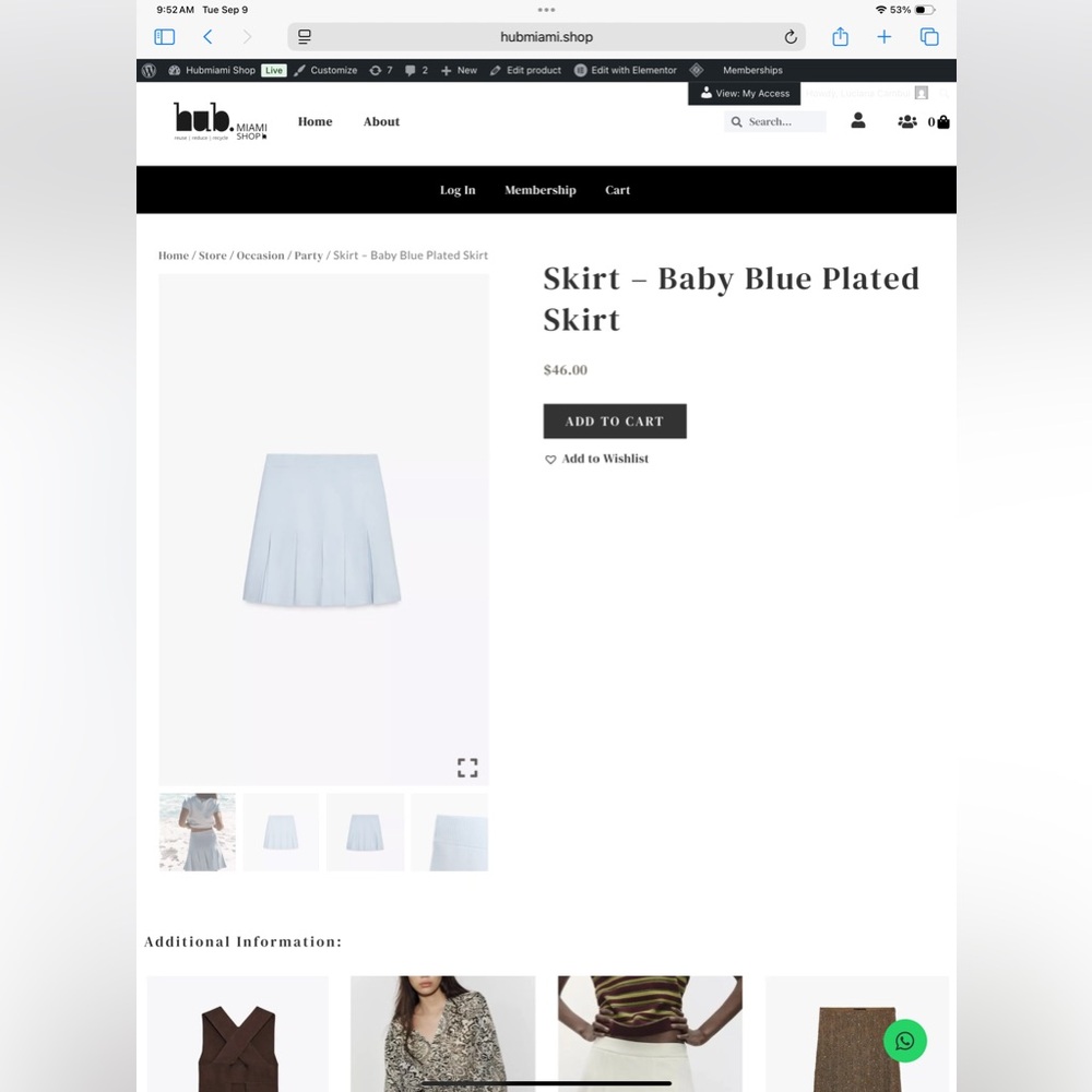 Zara Baby Blue Mini Skirt